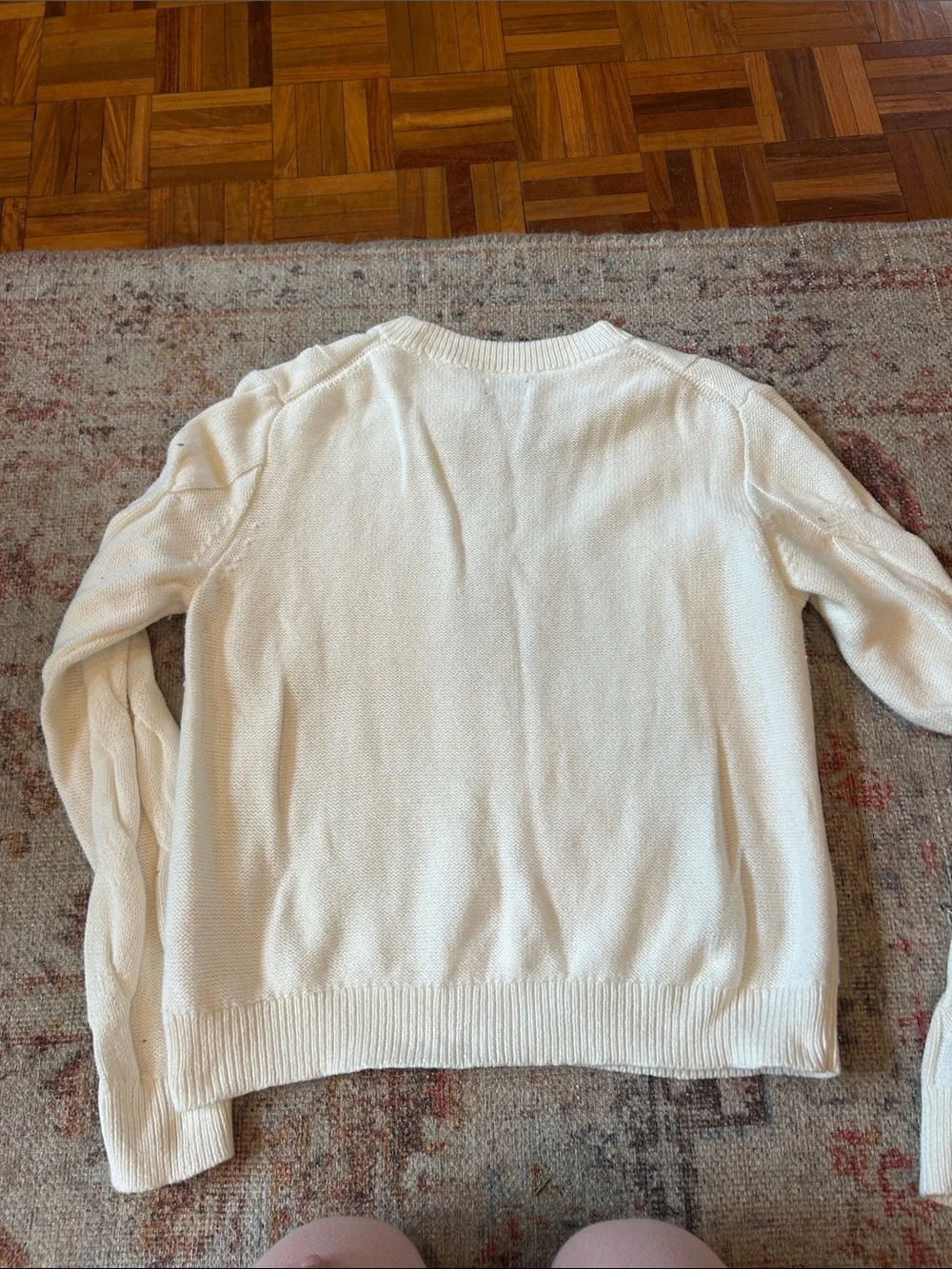 J. Crew White Cable-Knit Crewneck Sweater